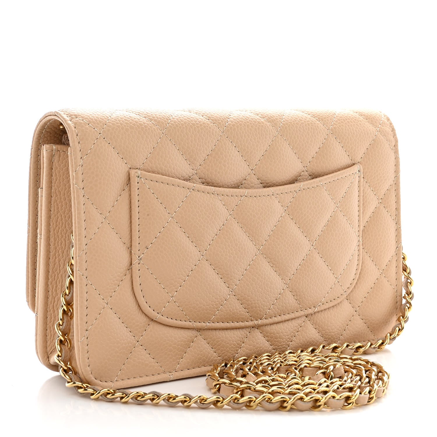 Chanel Caviar Quilted Wallet On Chain WOC Beige 3 of 12