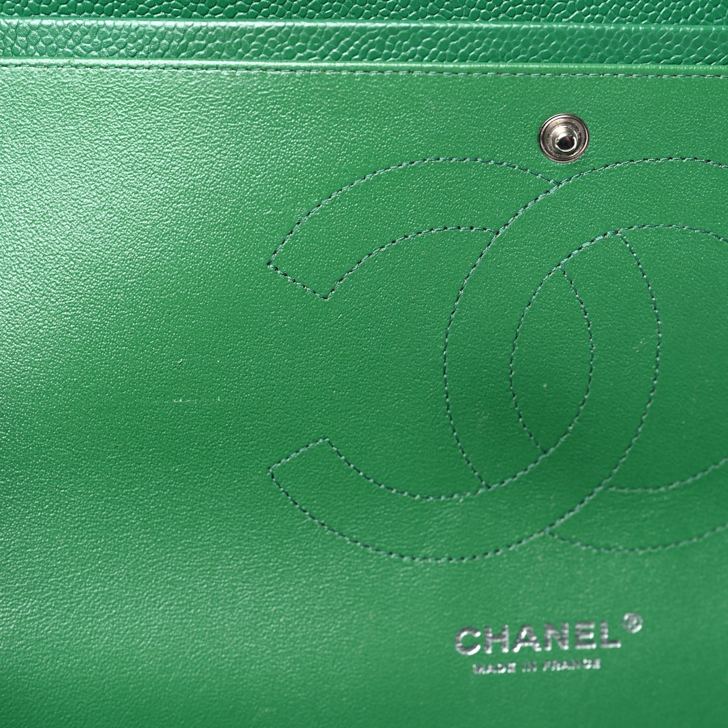 Caviar Quilted Jumbo Double Flap Green