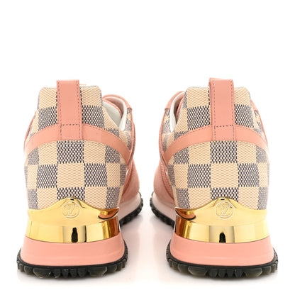 Louis Vuitton Suede Damier Azur Run Away Sneakers 38 Pink 4 of 9