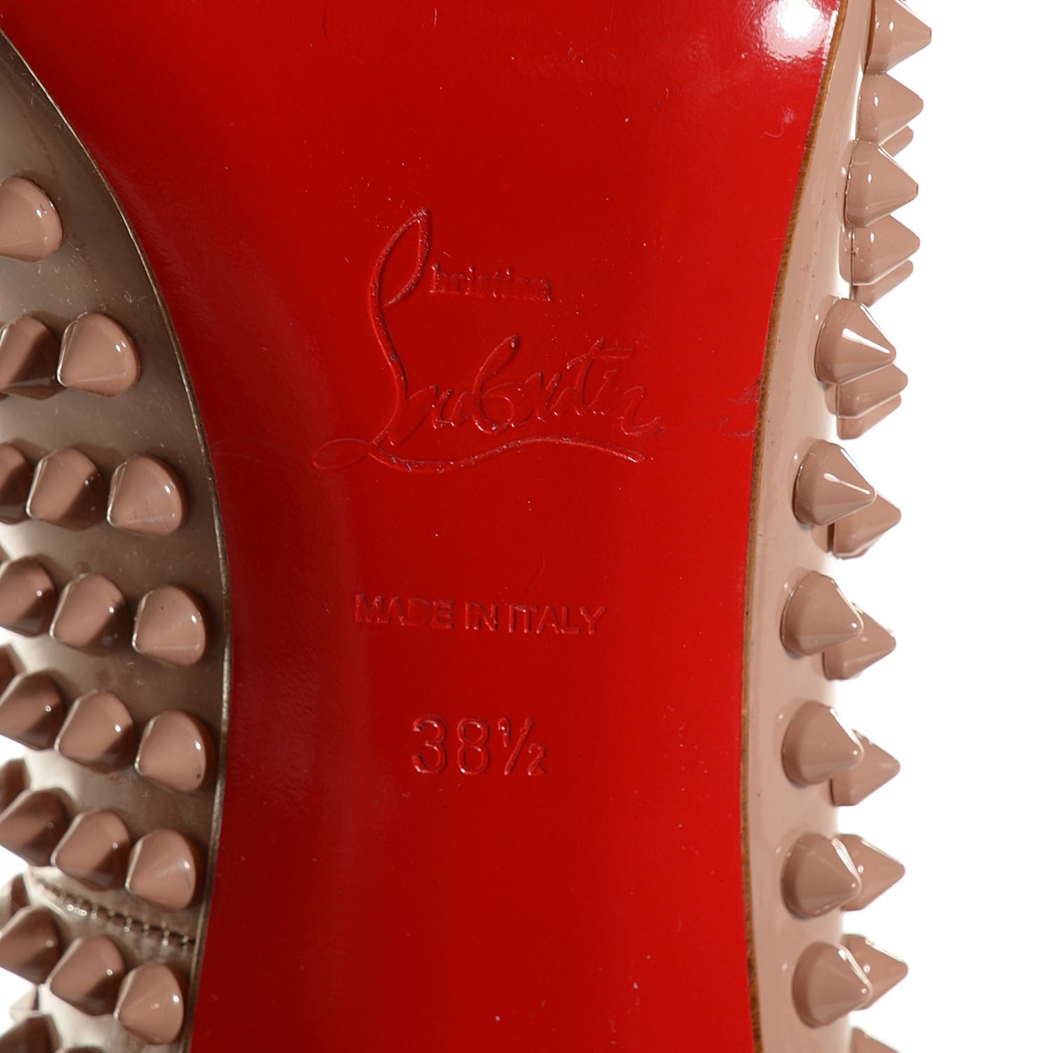 Christian Louboutin Patent Pigalle Spikes 100 Pumps 38.5 Nude 6 of 7