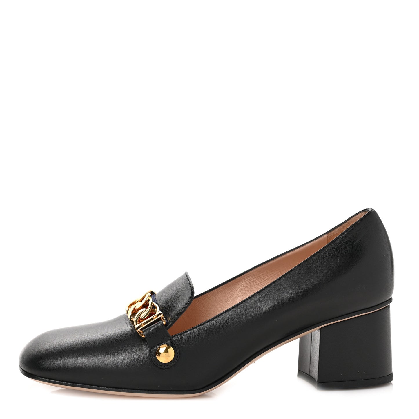 Malaga Kid Sylvie Web Chain Mid Heel Loafers 39 Black
