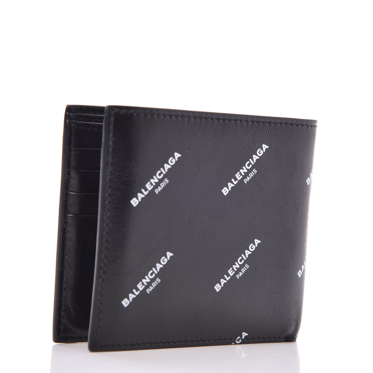 Lambskin Allover Logo Bi-Fold Wallet Black