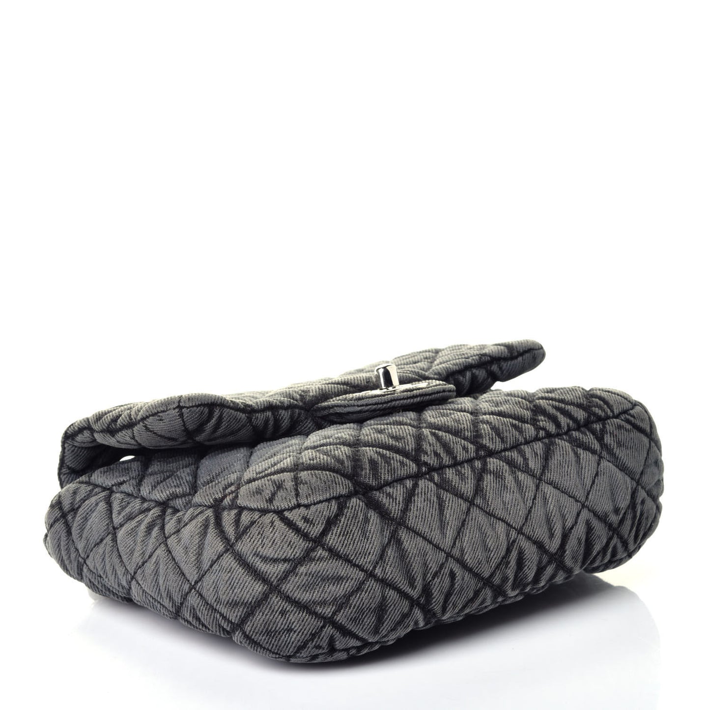 Washed Denim Quilted Small Denimpression Flap Grey Black