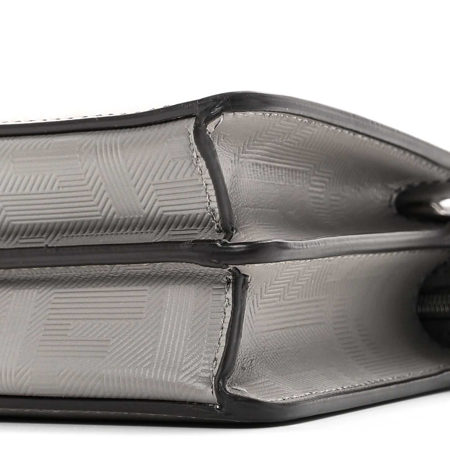 Calfskin Striped Texture FF Peekaboo I See U X Cross Satchel Moon Argilla