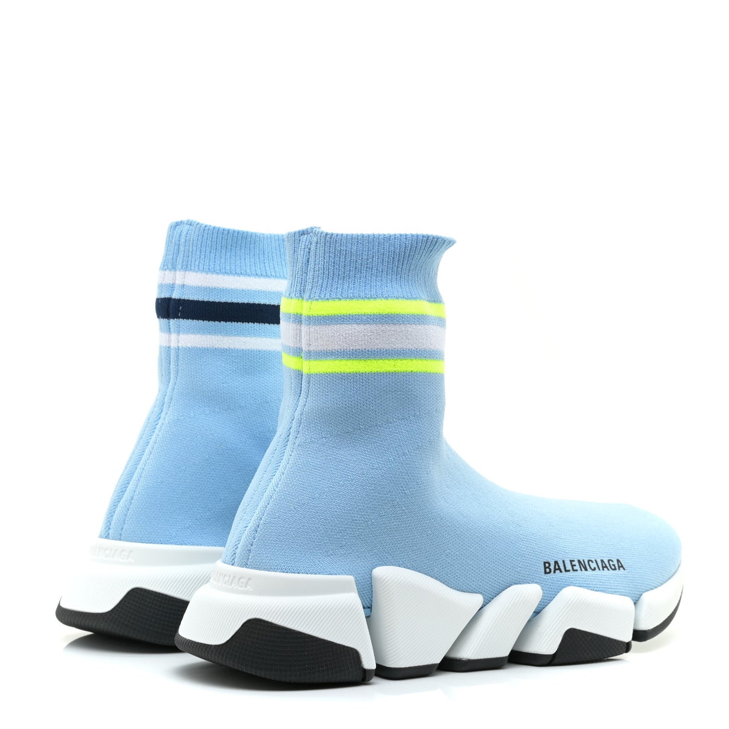 Technical 3D Recycled Knit Striped Womens Speed 2.0 Sneakers 38 Airy Blue Navy Fluorescent Yellow