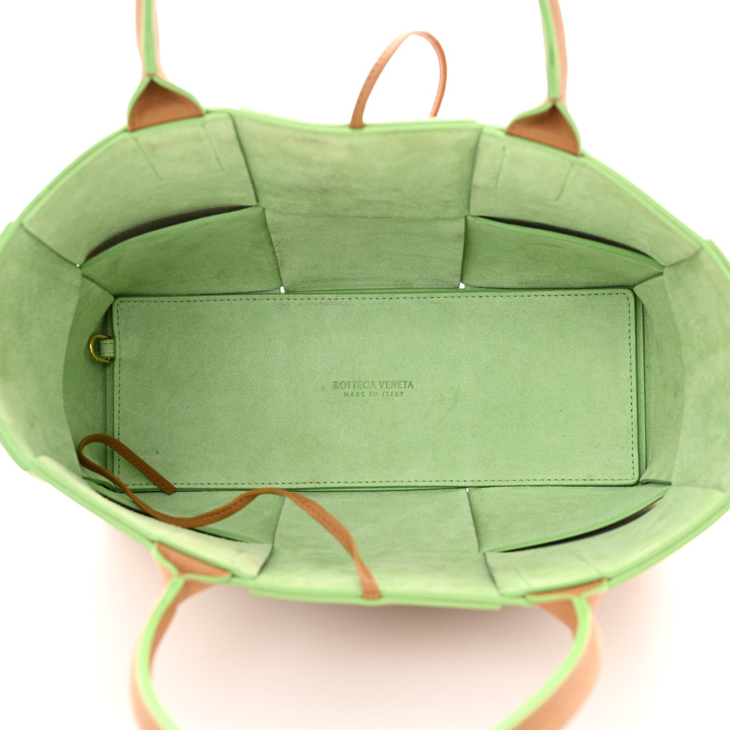 Nappa Intrecciato Small Arco Tote Carmel Pistachio