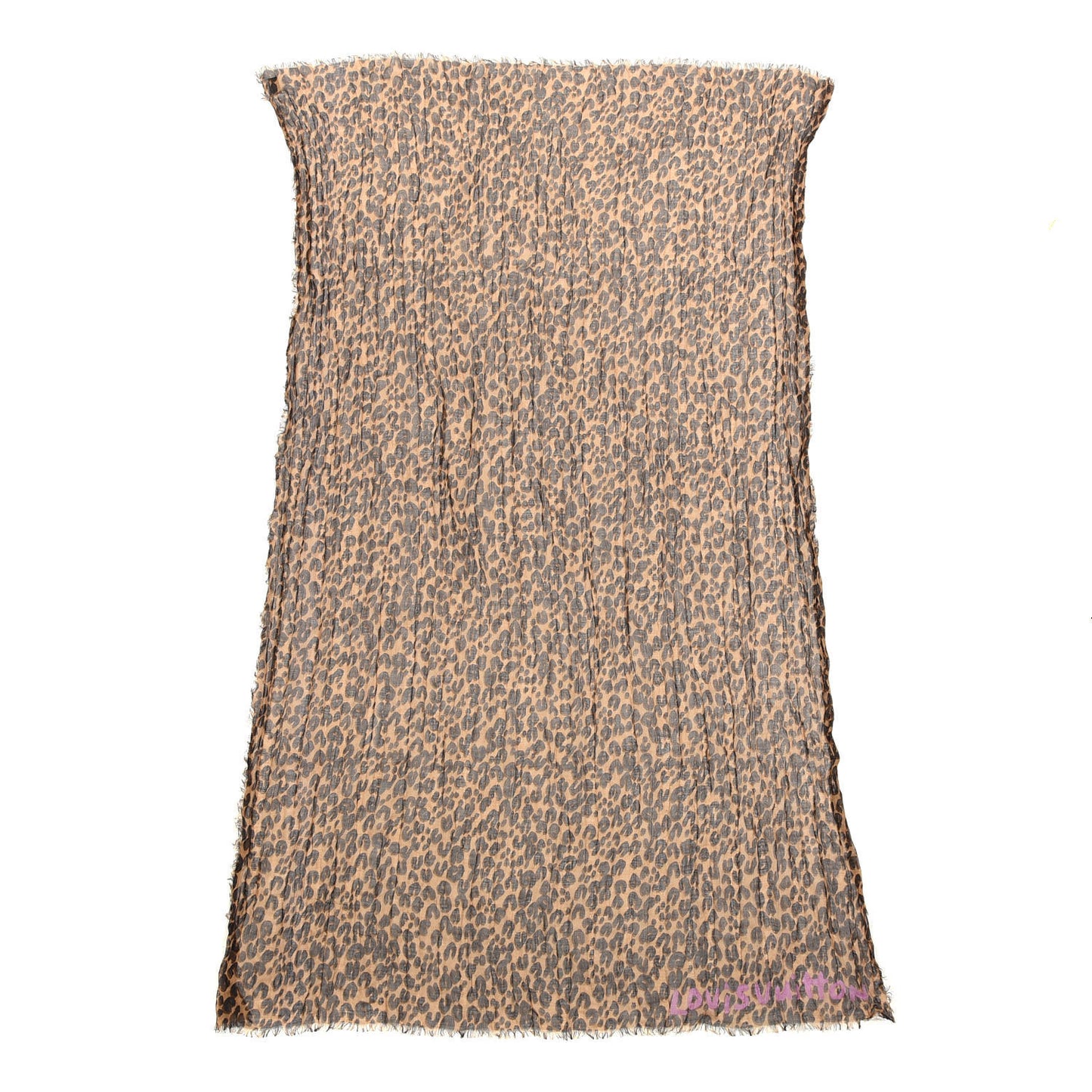 Cashmere Silk Leopard Etole Stole Marron