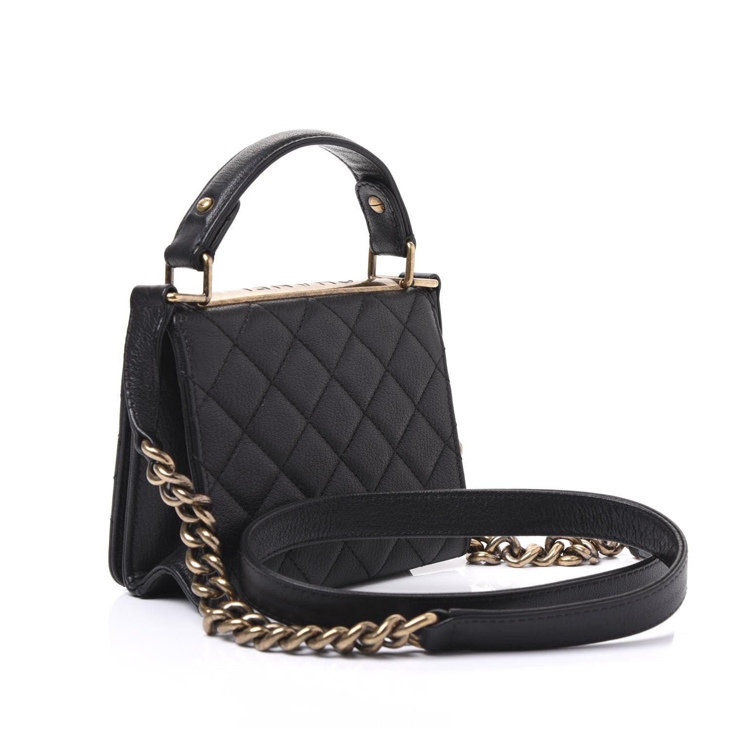 Chanel Goatskin Quilted Small Rita Top Handle Flap Black 2 of 9