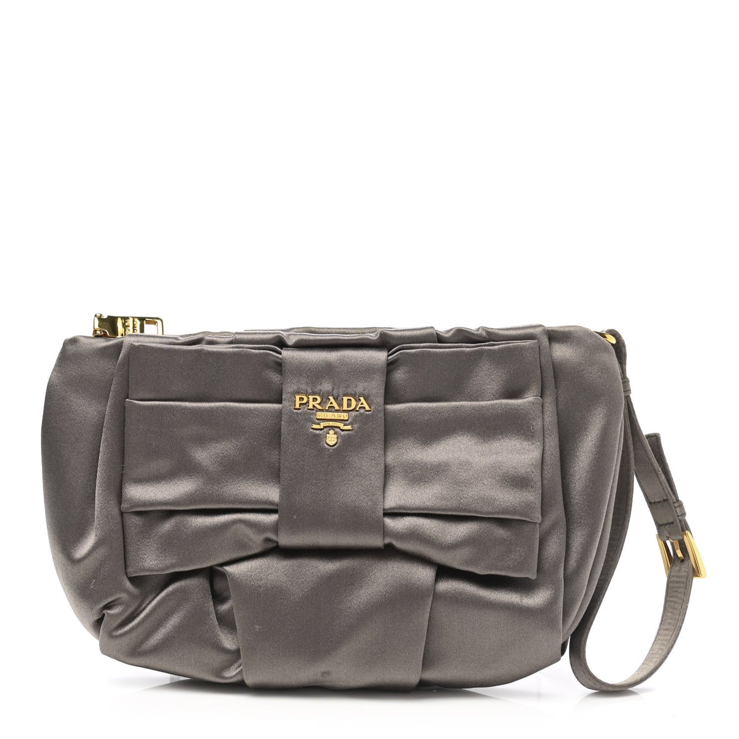 Satin Rasso Bow Wristlet Grey