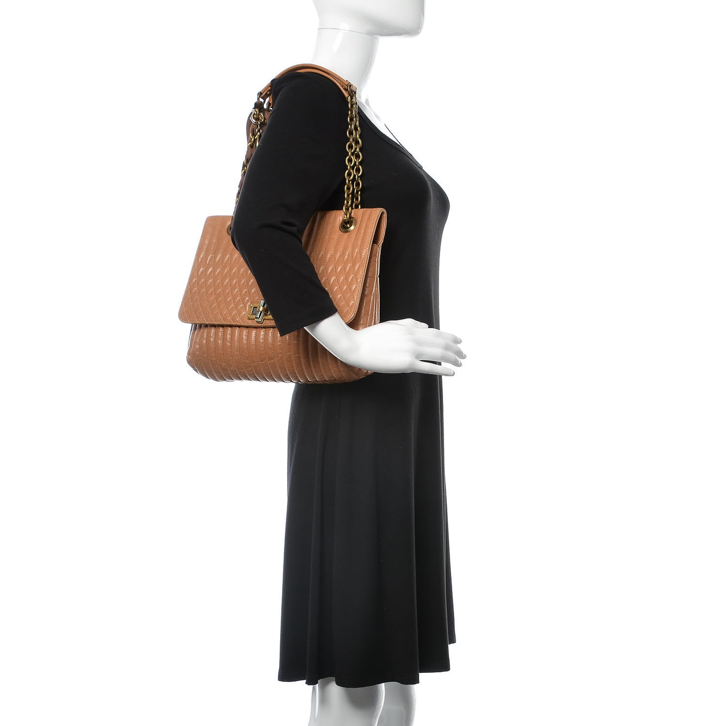 Calfskin Quilted Medium Happy Shoulder Bag Brown