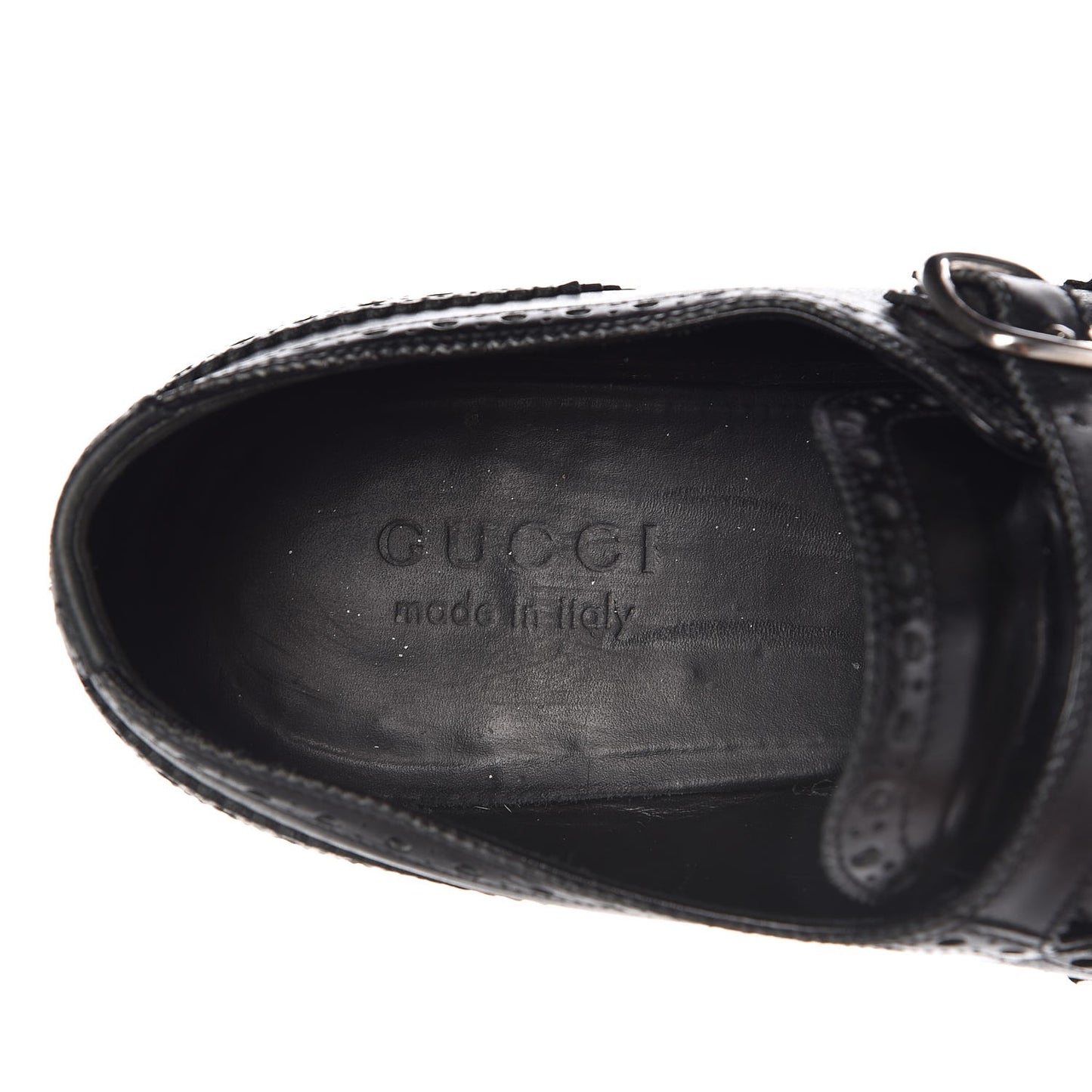 Calfskin Bee Embroidered Mens Queercore Brogue Wingtip Monk Strap Loafers 7.5 Black