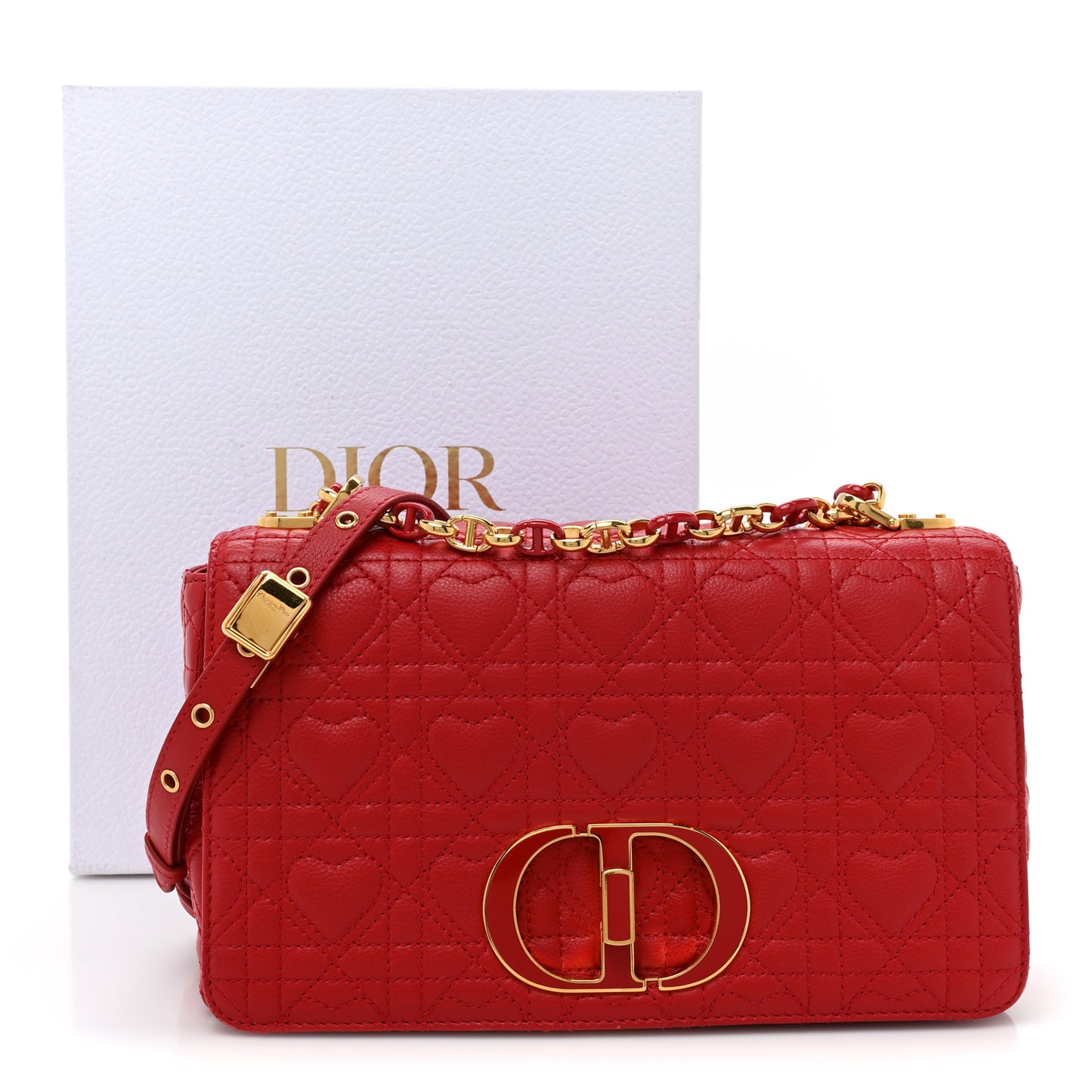 Calfskin Cannage Dioramour Caro Bag Bright Red