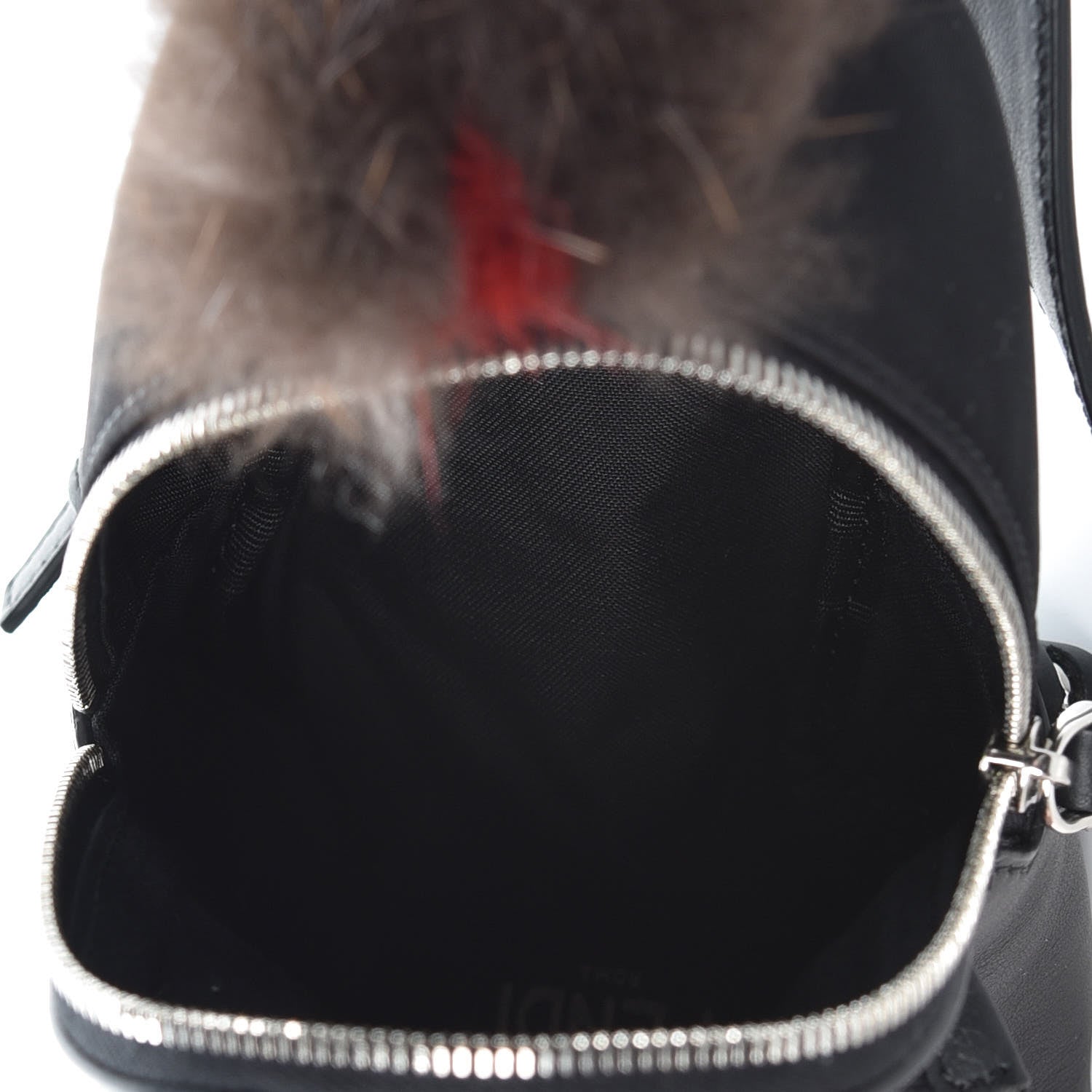 Fendi Nylon Fur No Words Faces Bag Bug Backpack Charm Black 4 of 7