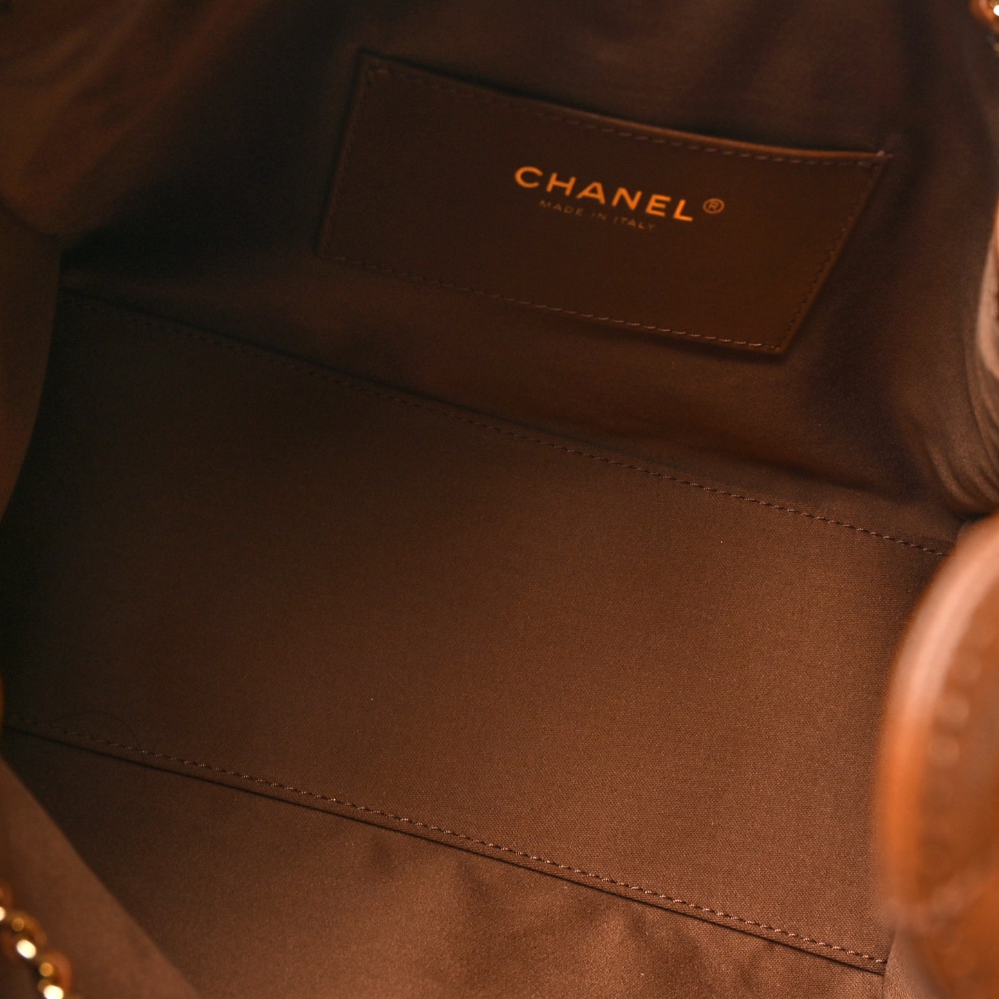 Goatskin Quilted Small Chanel 25 Handbag Camel
