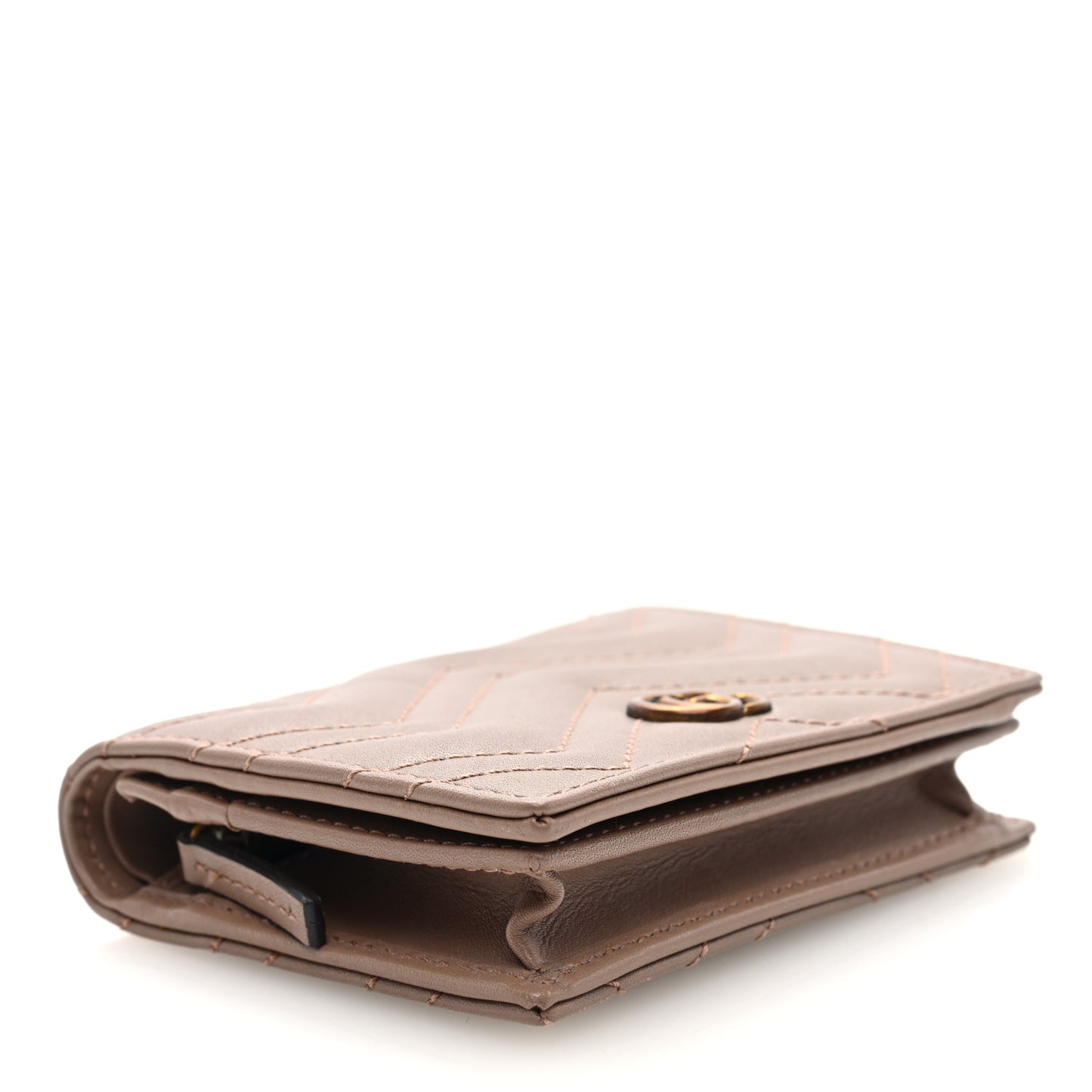 Calfskin Matelasse GG Marmont Card Case Wallet Porcelain Rose