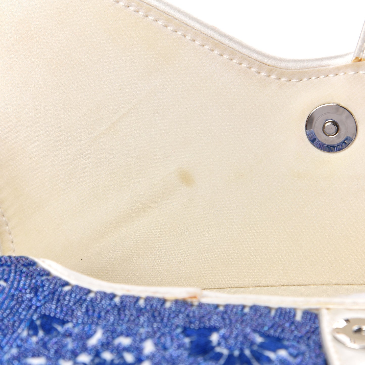 Satin Sequin Embellished Saddle Bag White Blue