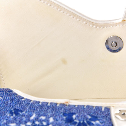 Christian Dior Satin Sequin Embellished Saddle Bag White Blue 12 of 12