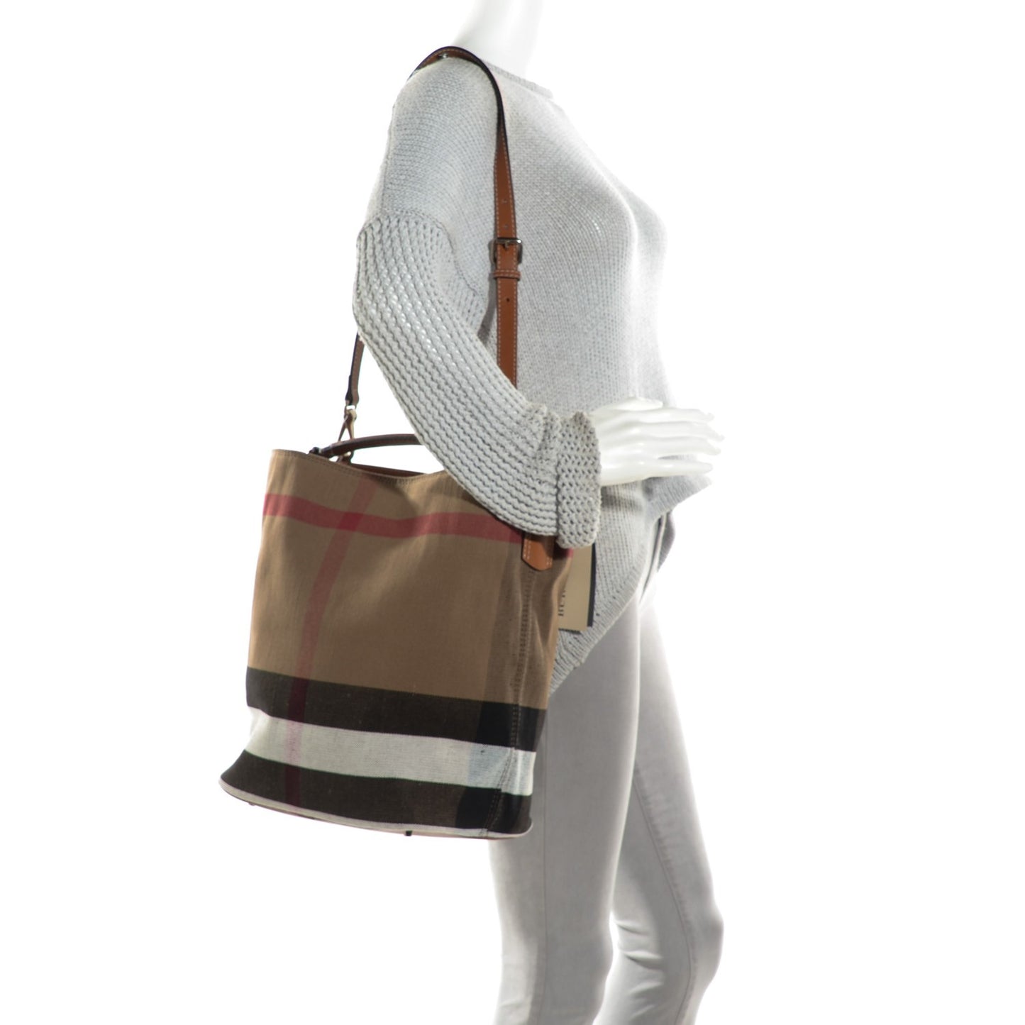 Canvas Mega Check Medium Susanna Hobo Saddle Brown