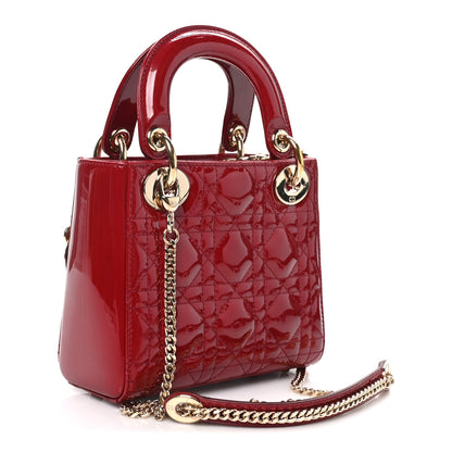 Christian Dior Patent Cannage Mini Lady Dior Red 3 of 10