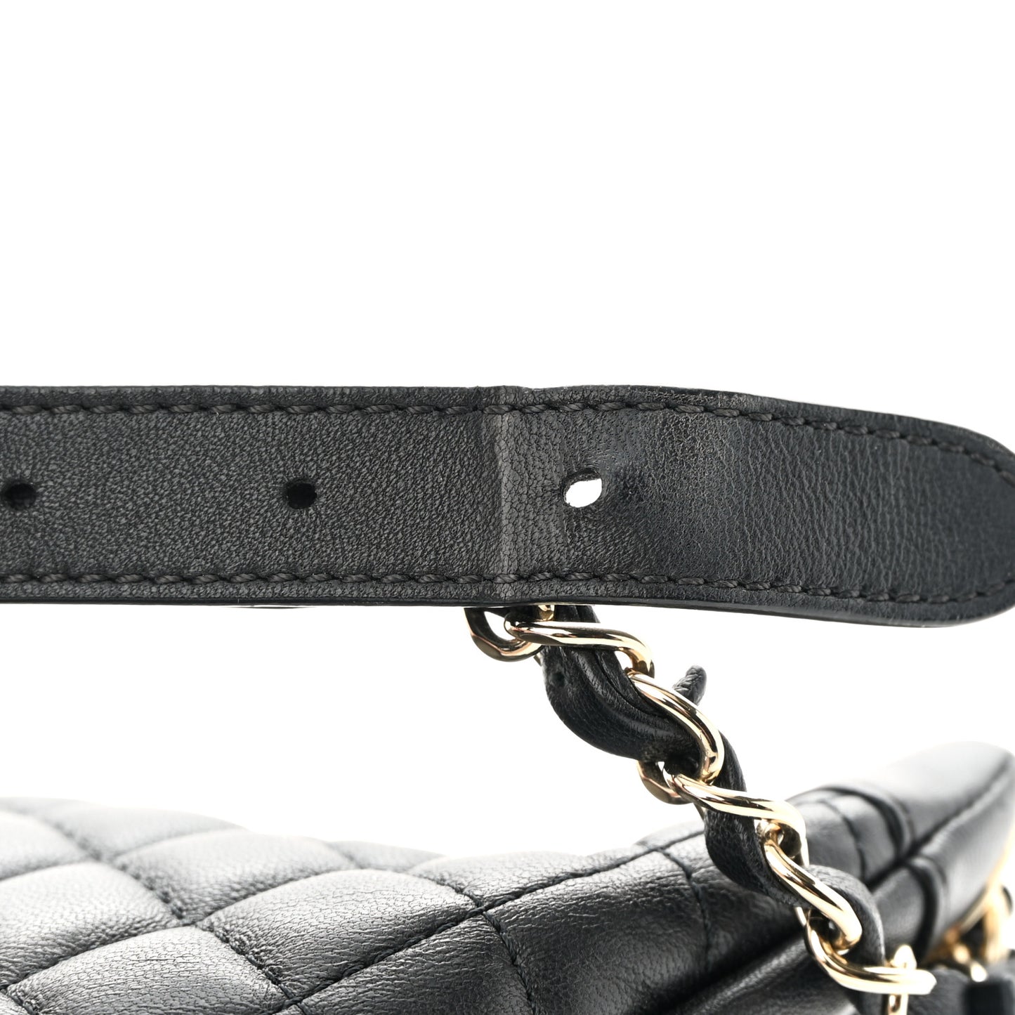 Lambskin Quilted Waist Bag Fanny Pack Black