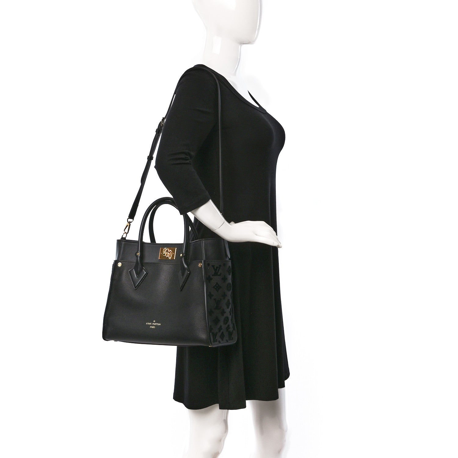 Louis Vuitton Calfskin Monogram Tufting On My Side Black 3 of 8