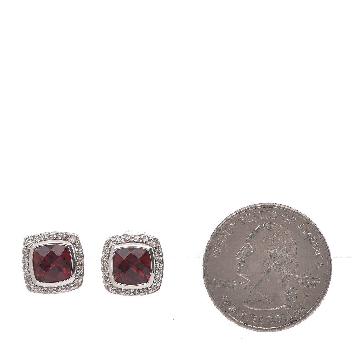 Sterling Silver Diamond 7mm Pyrope Garnet Albion Earrings