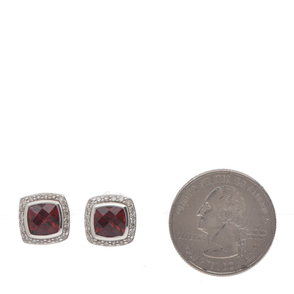 David Yurman Sterling Silver Diamond 7mm Pyrope Garnet Albion Earrings 2 of 4
