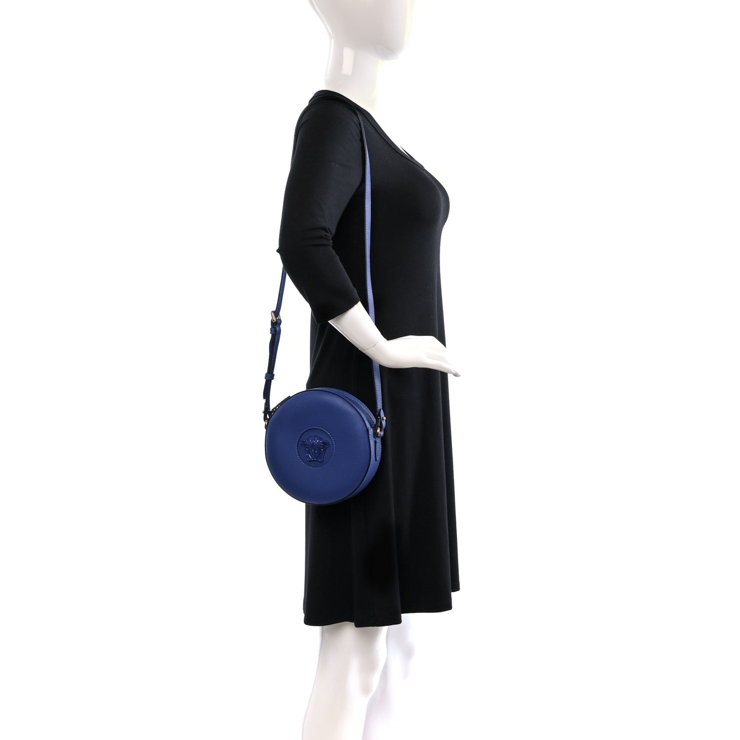 Calfskin La Medusa Round Camera Bag Blue
