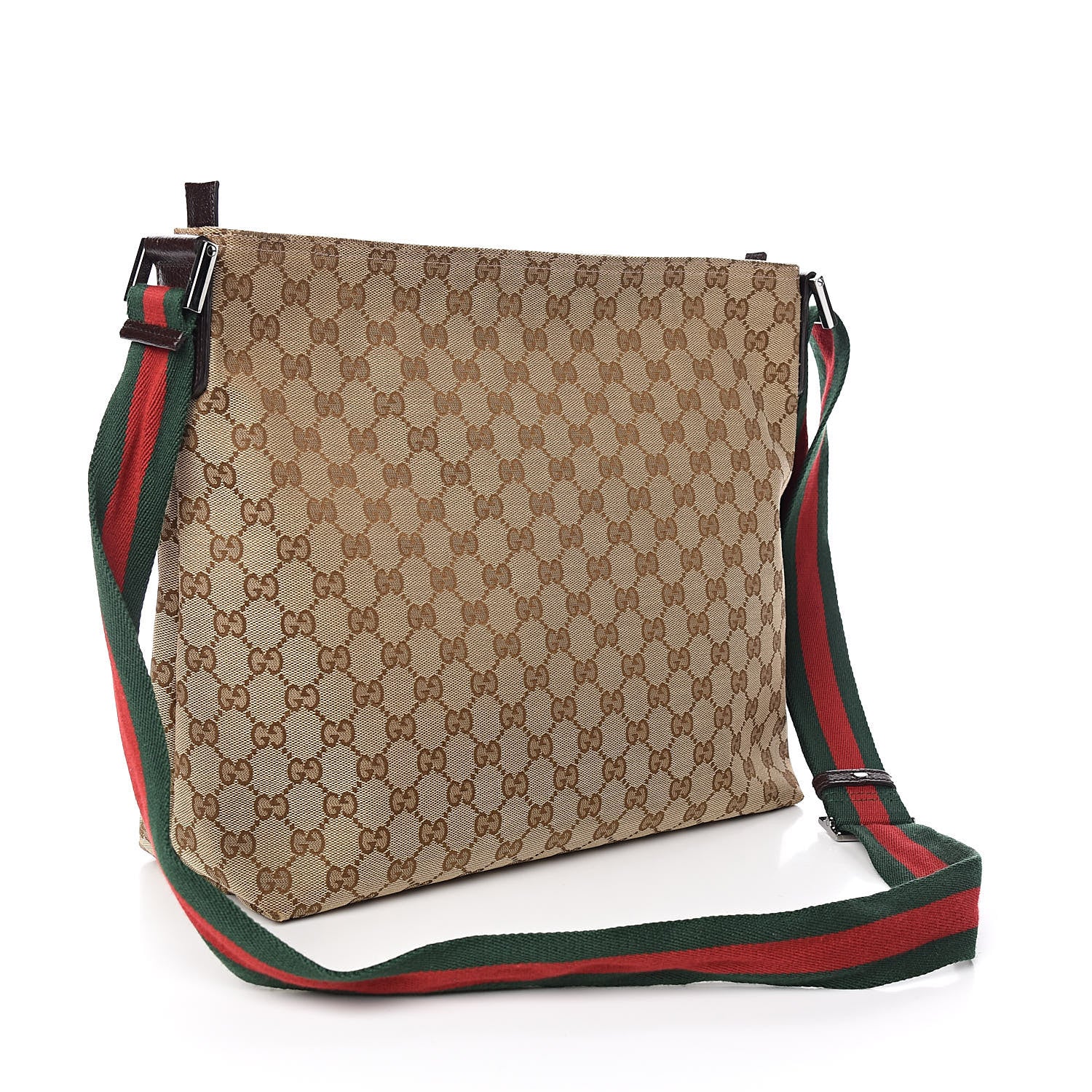 Gucci Monogram Web Medium Flat Messenger Bag Brown 3 of 10