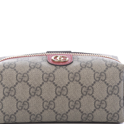 Gucci Soft GG Supreme Monogram Calfskin Small Ophidia Cosmetic Case Beige Ebony Hibiscus Red 8 of 9