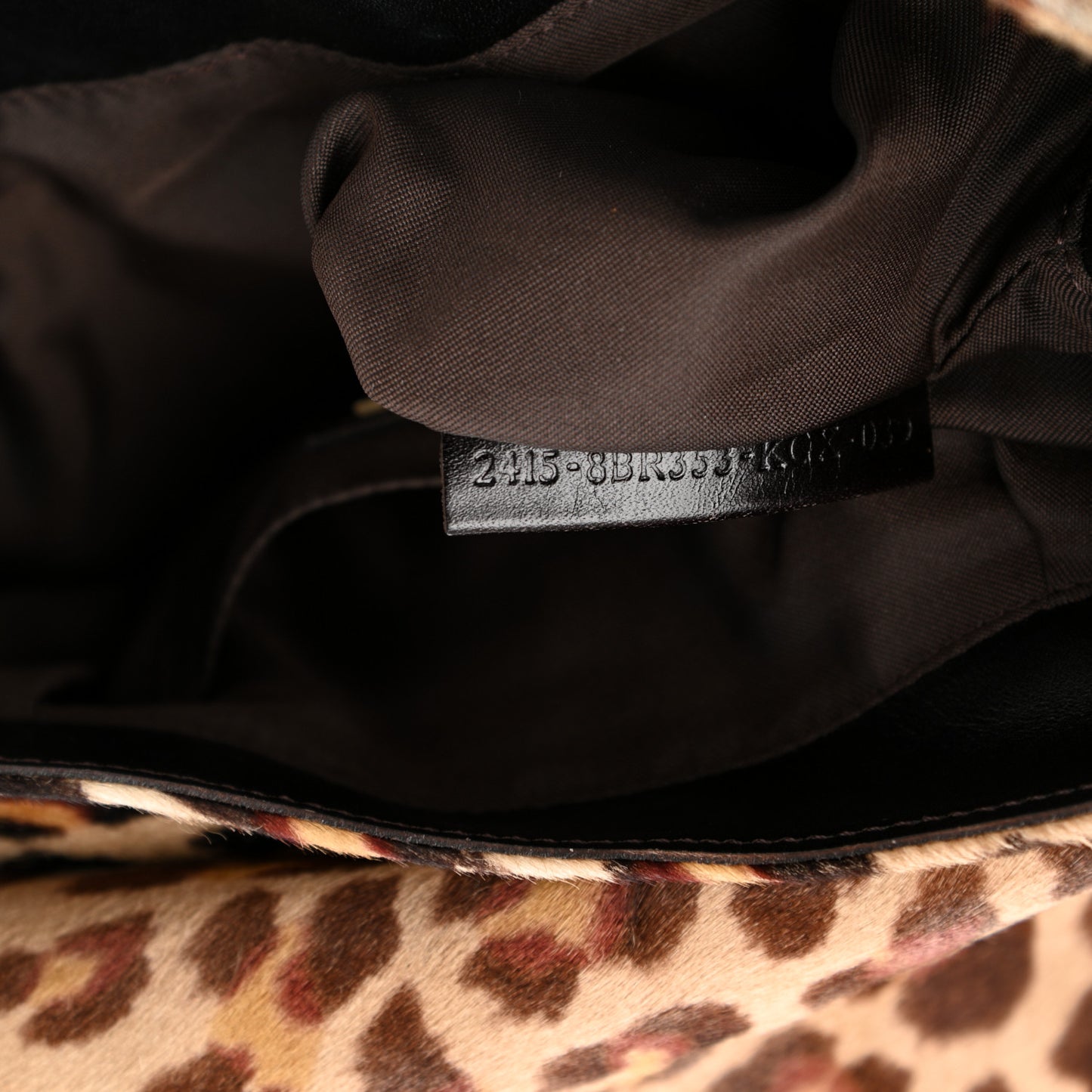 Calf Hair Leopard Small Chef Shoulder Bag Tobacco