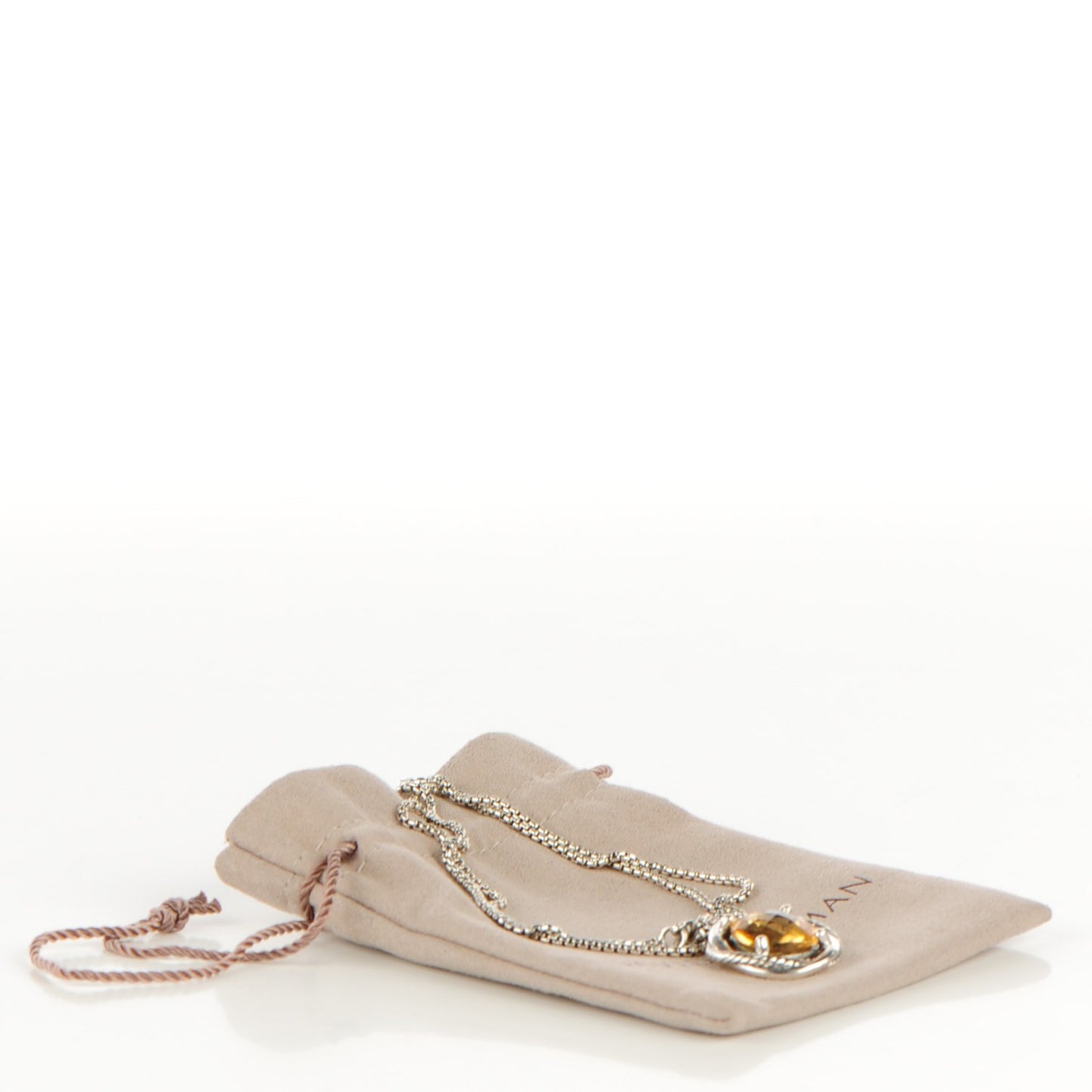 Sterling Silver Citrine 14mm Infinity Pendant Necklace