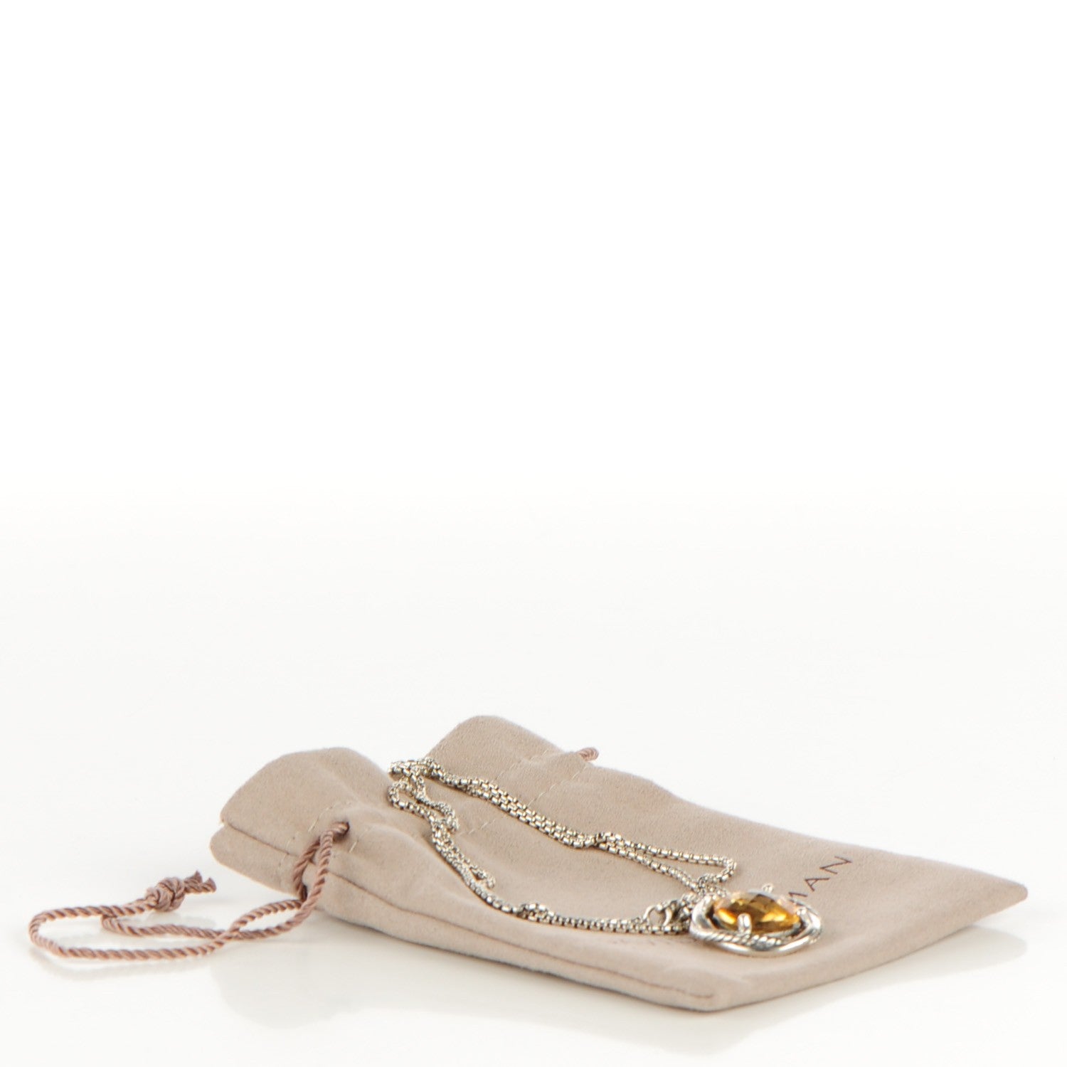 David Yurman Sterling Silver Citrine 14mm Infinity Pendant Necklace 5 of 5