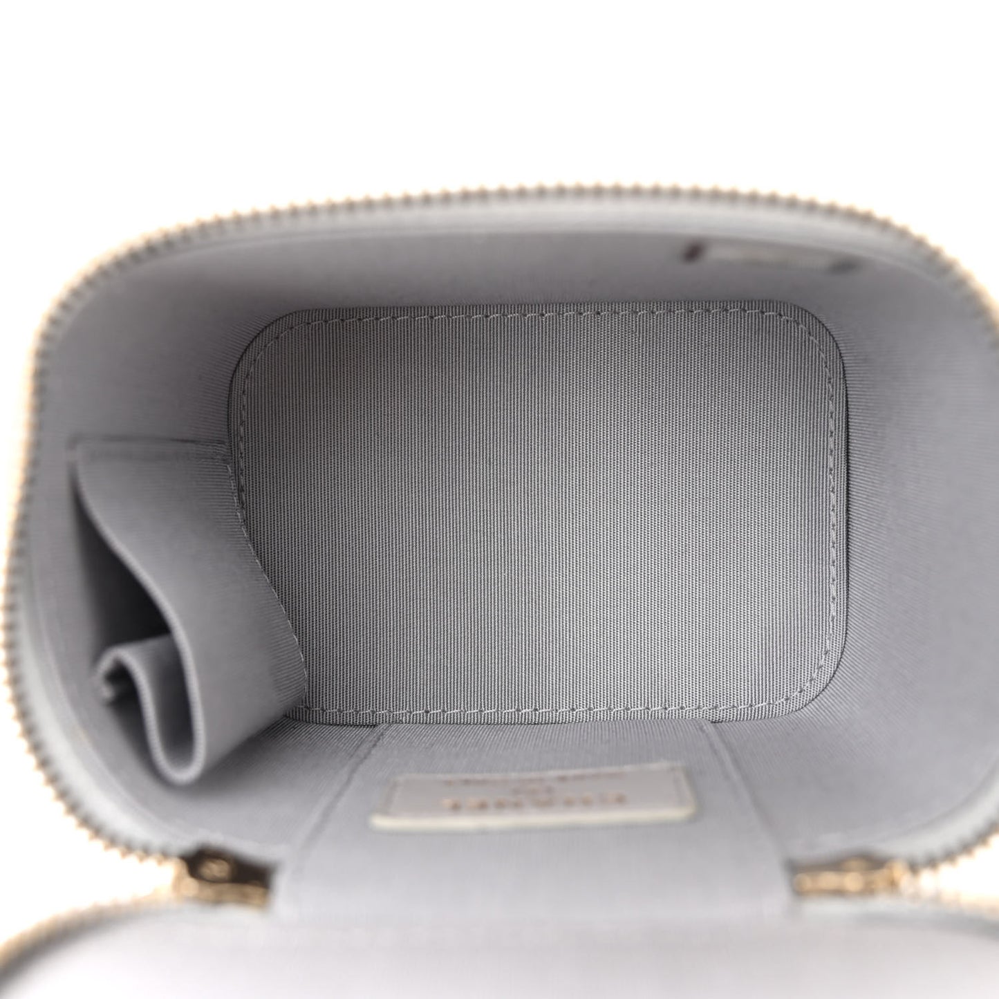 Lambskin Quilted Top Handle Mini Vanity Case With Chain Grey