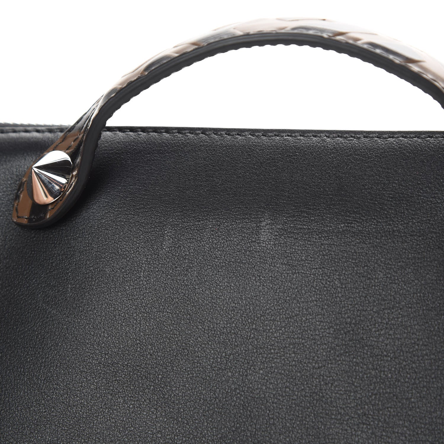 Fendi Vitello Dolce Bi-Color FF 1974 Embossed Mini By The Way Boston Bag Black Maya 11 of 11