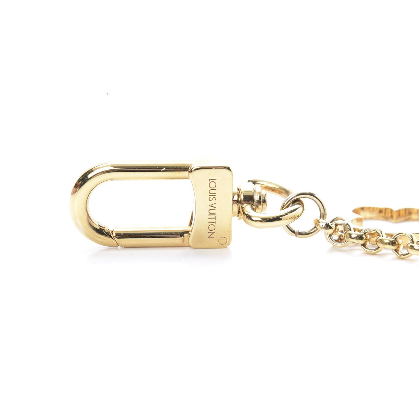 Brass Enamel Fleur De Monogram Bag Charm Chain Gold