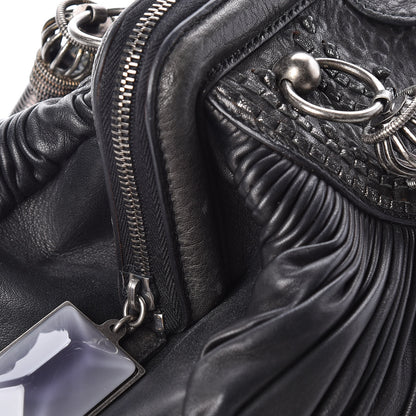Christian Dior Lambskin Plisse Pleated Frame Satchel Black 14 of 16