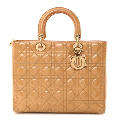 Christian Dior Patent Cannage Large Lady Dior Beige 1 of 10