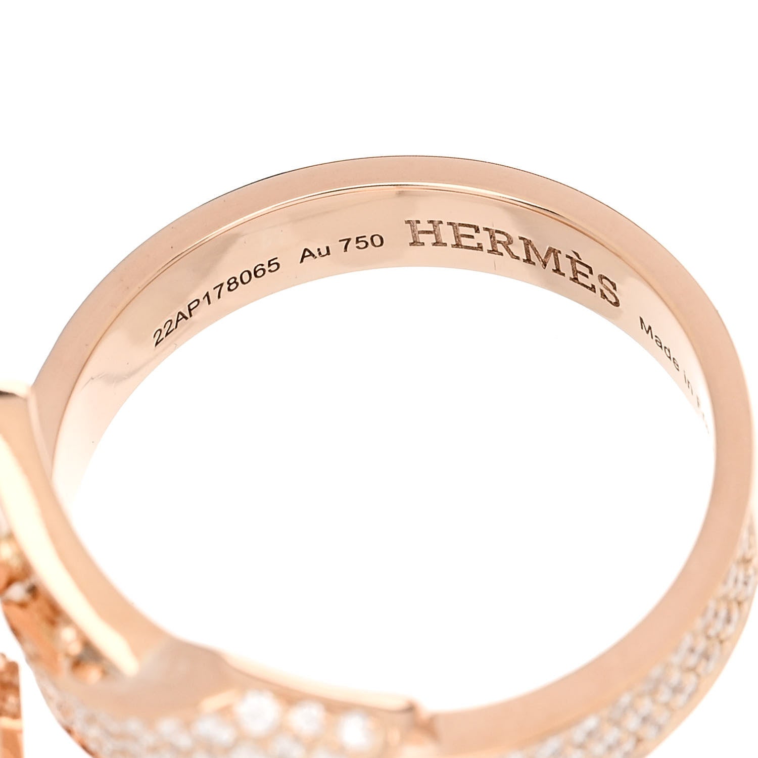 Hermes 18K Rose Gold Diamond Kelly Gavroche Ring 51 5.75 4 of 6