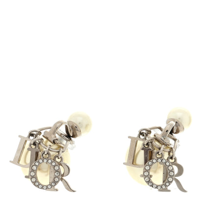 Christian Dior Metal Pearl Crystal Tribales Clip Earrings Silver White 1 of 5
