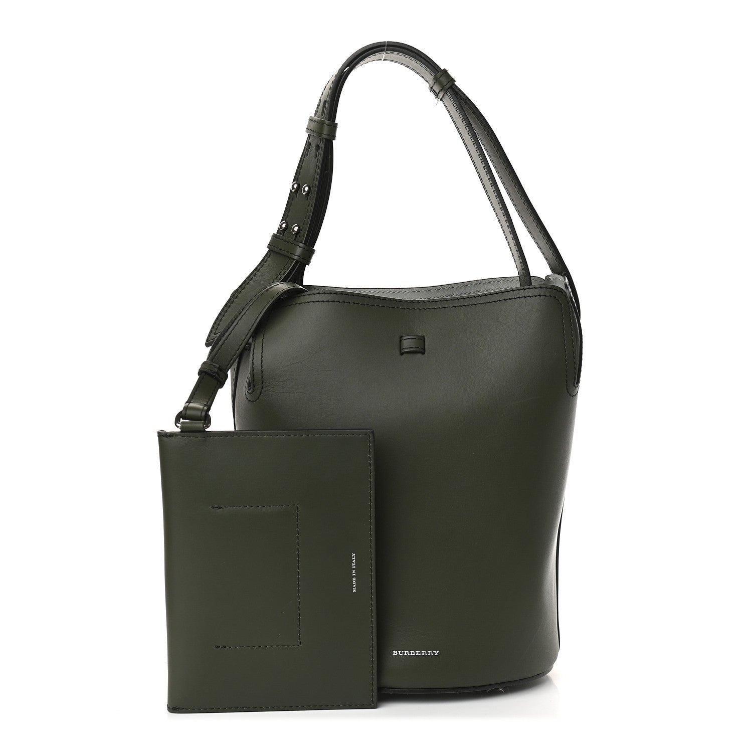 Burberry Supple Calfskin Small Bucket Dark Olive 2 of 8