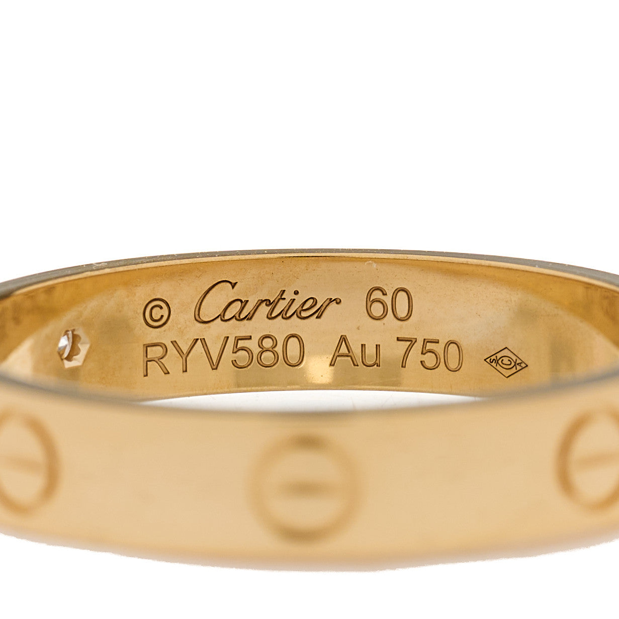 18K Yellow Gold Diamond 4mm LOVE Wedding Band Ring 60 9