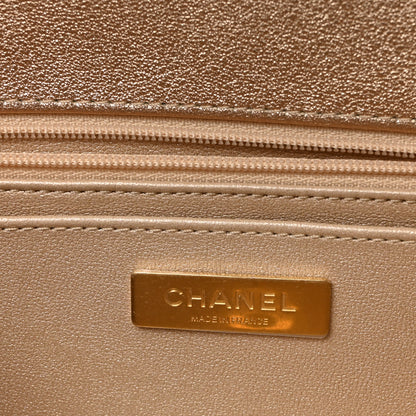 Chanel Metallic Mirror Calfskin Large Top Handle Clutch With Chain Light Gold 10 of 19