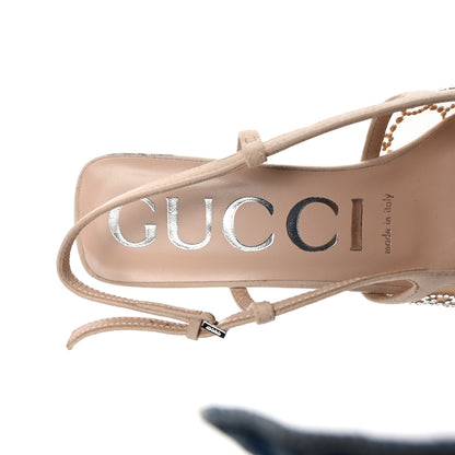 Gucci Tela Retino Kid Scamosciato Crystal GG Monogram Square G 35mm Slingback Pumps 37 Light Powder Skin Rose 7 of 9