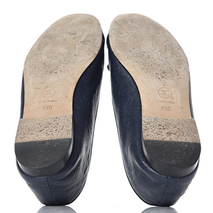 Chanel Caviar CC Cap Toe Ballerina Flats 41 Navy 7 of 17