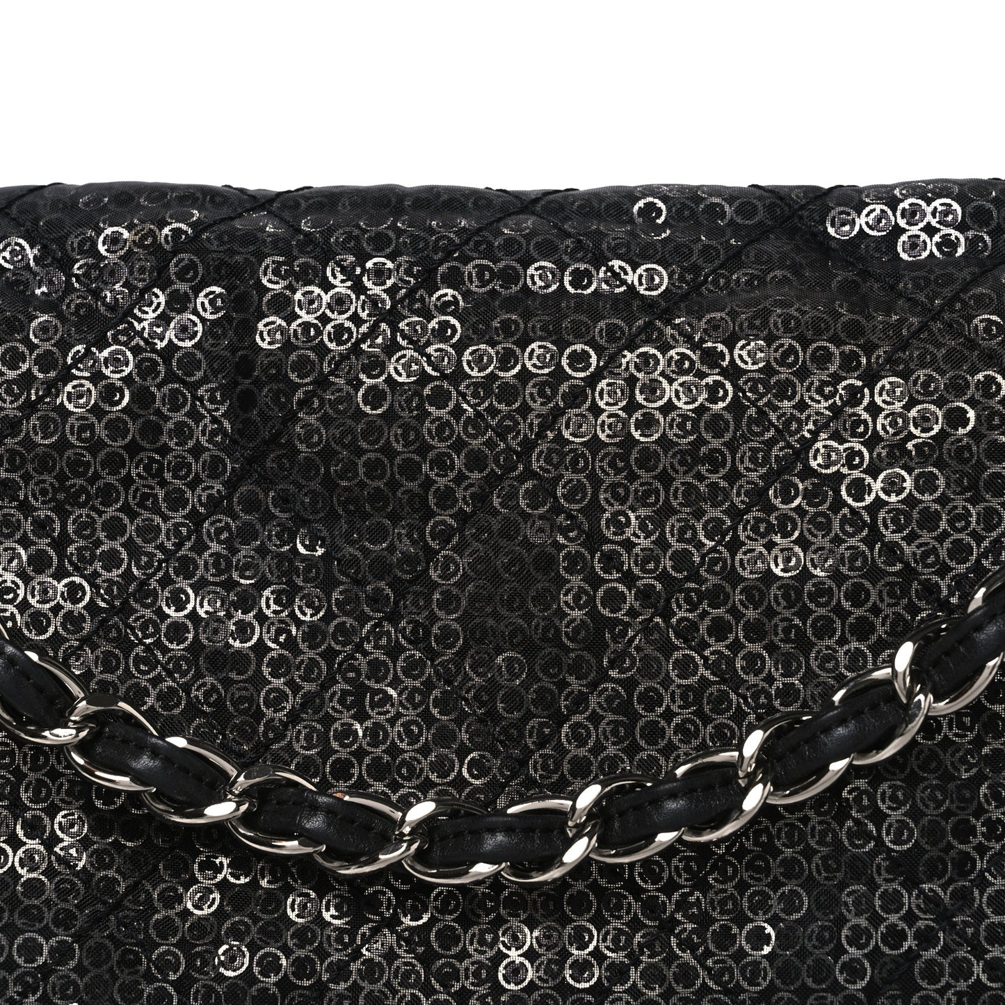 Hidden Sequin Maxi Flap Black