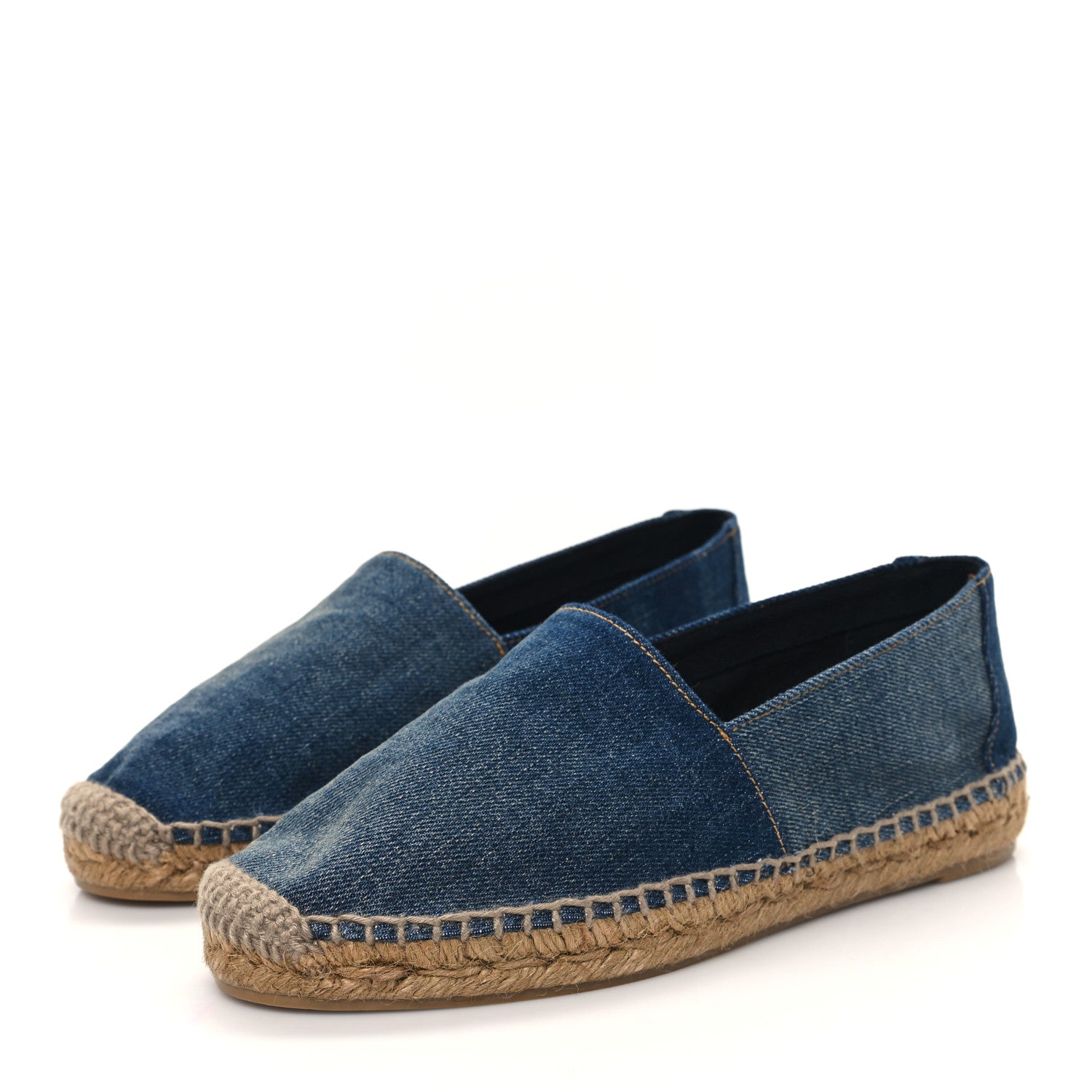 Saint Laurent Denim Logo Embroidered Espadrilles 36 Deep Blue 3 of 8