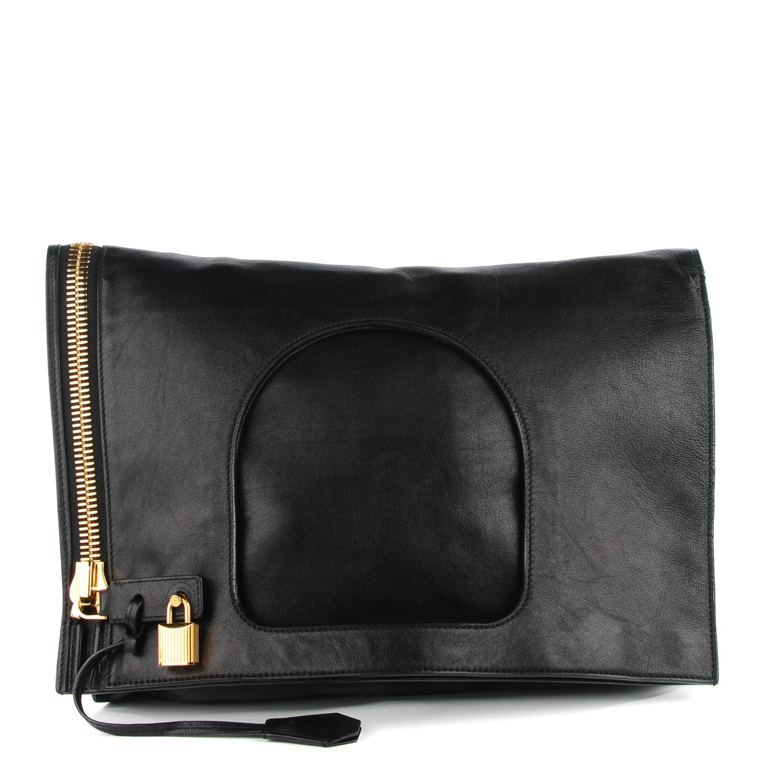 Tom Ford Ramskin Large Alix Padlock Zip Shoulder Bag Black 1 of 6