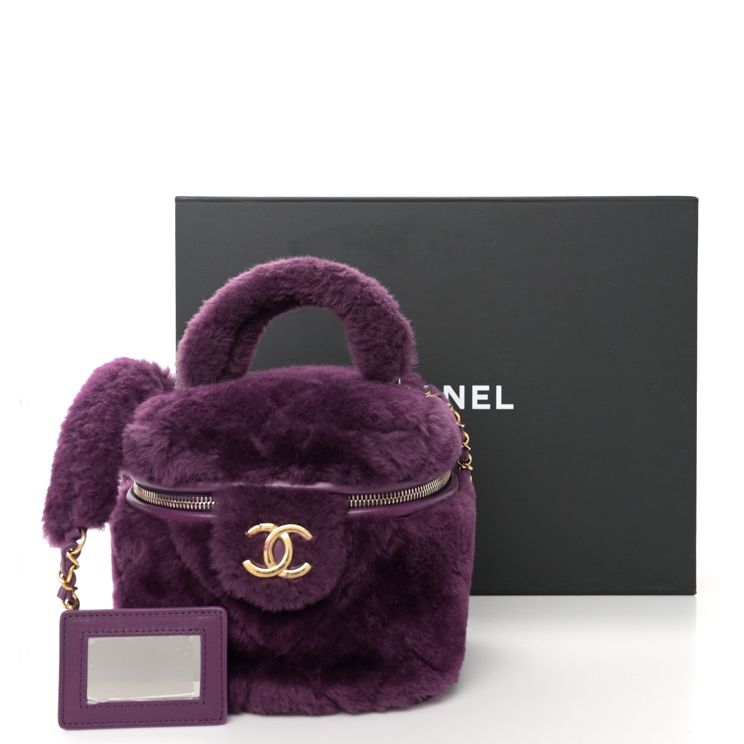 Chanel Shearling Lambskin Quilted Small Vanity Case Purple 12 of 12