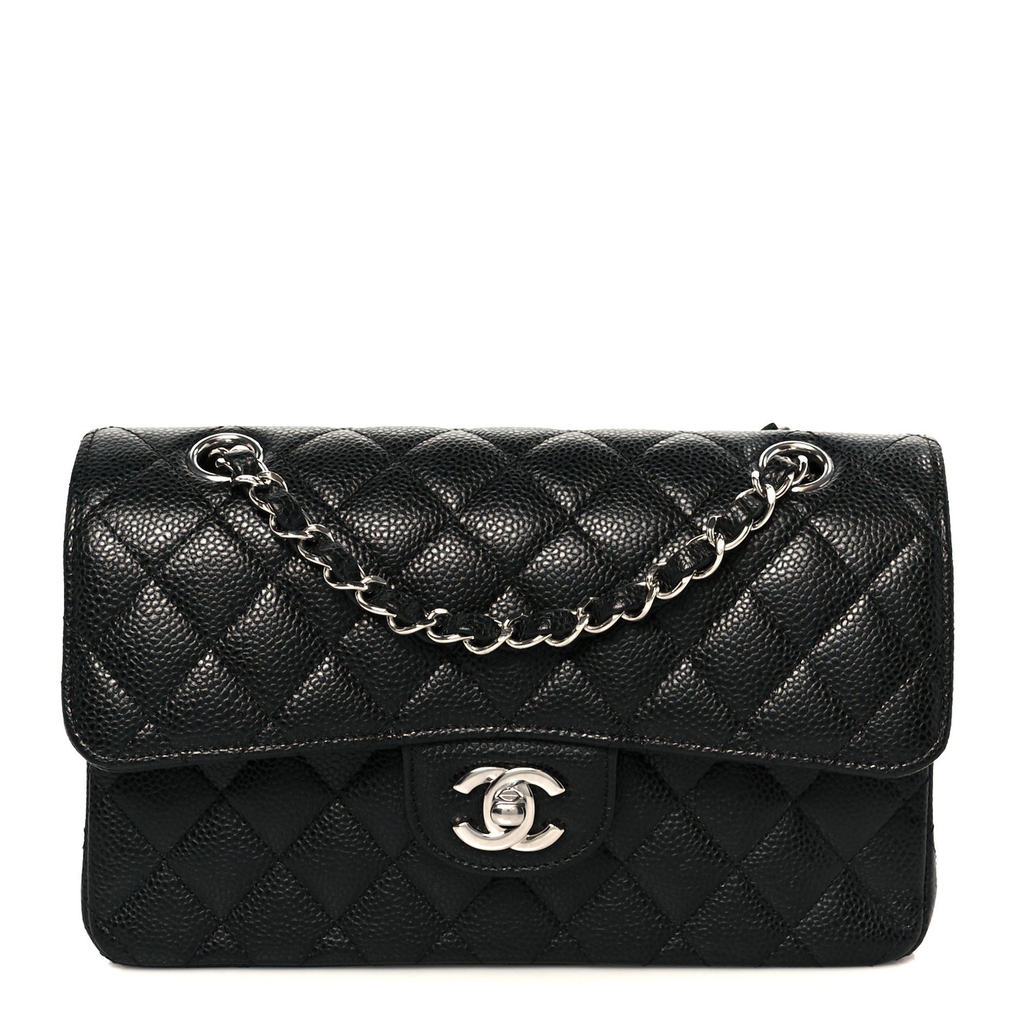 Caviar Quilted Small Double Flap Black